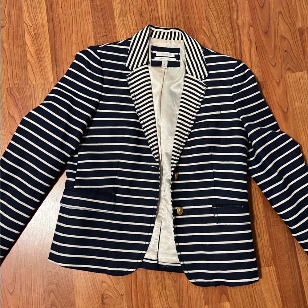 Navy blue striped with gold colored buttons J Crew blazer size 10